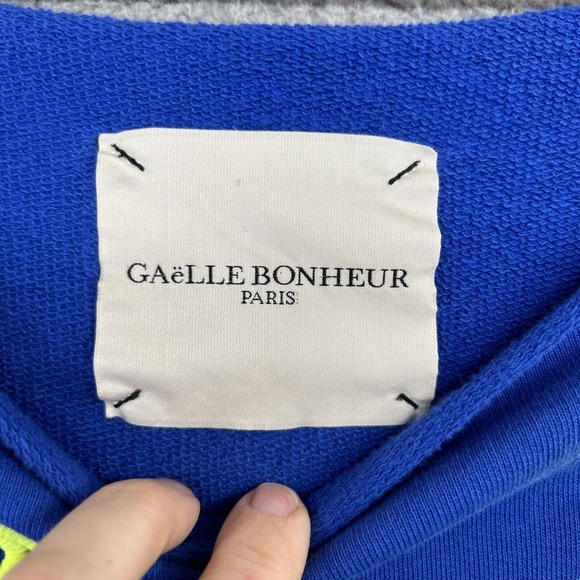 GAELLE BONHEUR PARIS Sweatshirt Womens OS Blue Oversized Slouchy Pullover - Picture 3 of 12